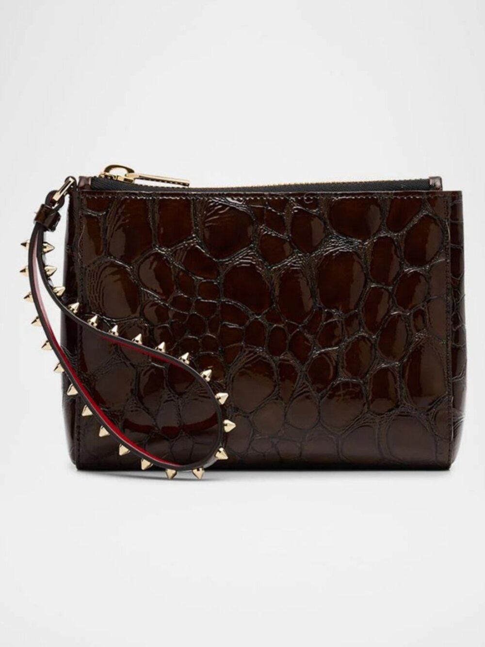 Mini Cabata Soft Croc Embossed Patent Leather Wristlet